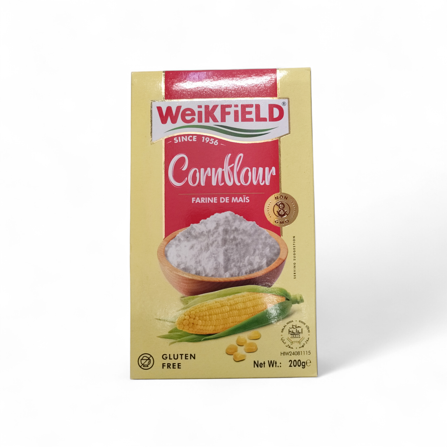 CORNFLOUR : WeiKFiELD : 200 gm:MaismehlFarine de maisMaïsmeelMajsmel MajsmjölMaissijauhoMaismelFarina di mais.Harina de maizFarinha de milho