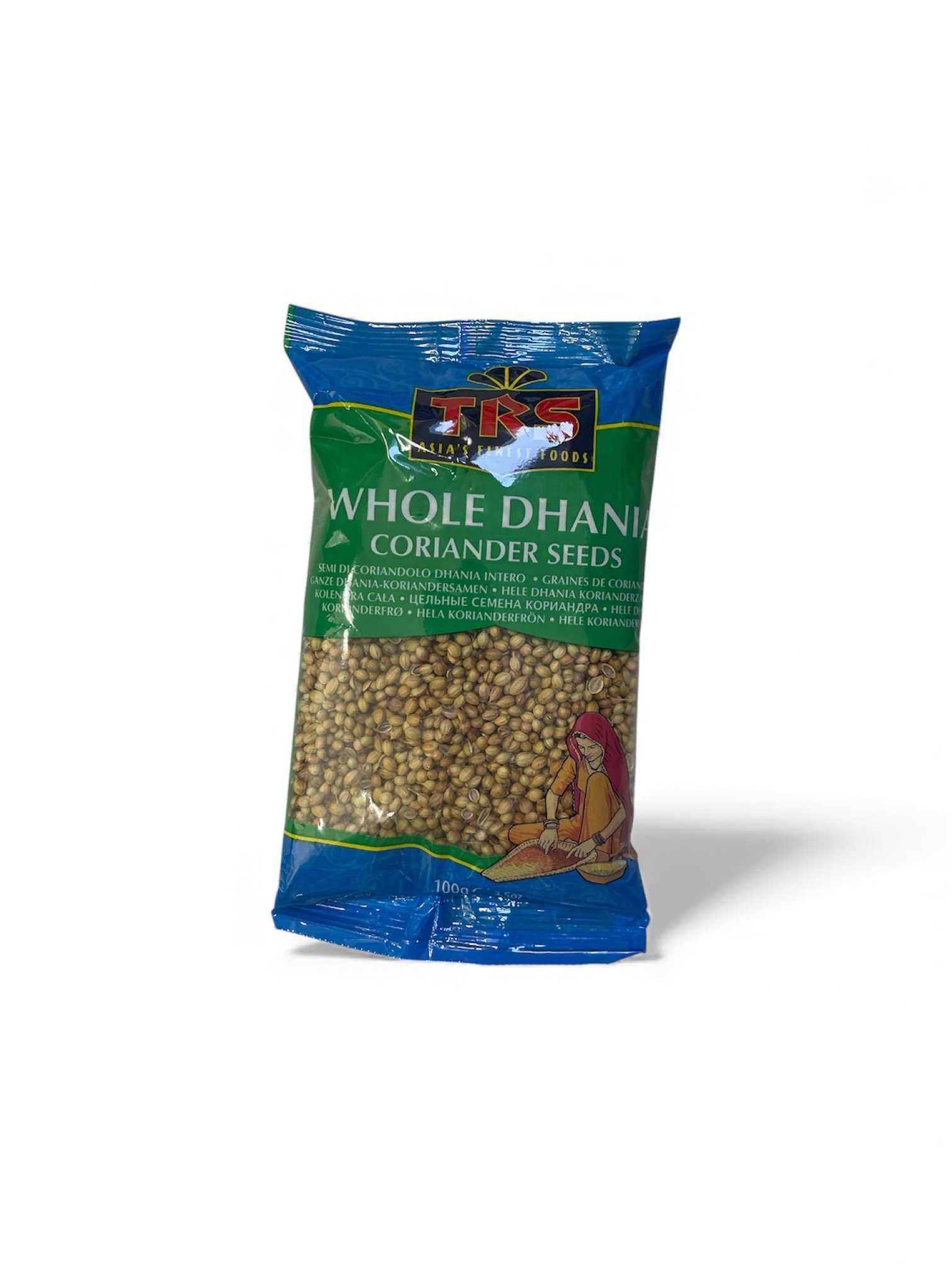 TRSASIA'S FINEST FOODSWHOLE DHANIA CORIANDER SEEDSSEMI DI CORIANDOLO DHANIA INTERO • GANZE DHANIA-KORIANDERSAMEN : NET WT 100 g