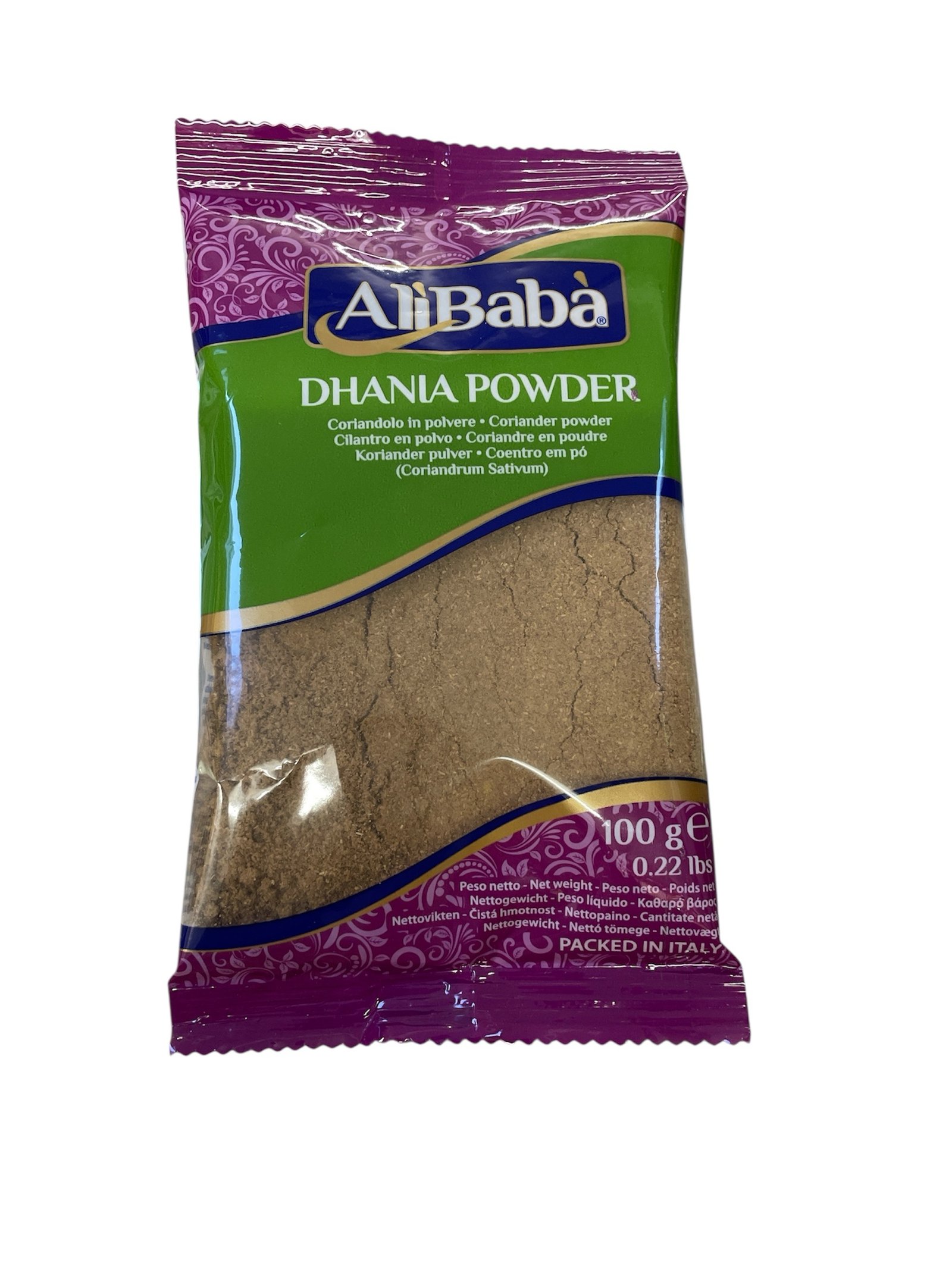 AliBaba • DHANIA POWDERCoriandolo in polvere • Coriander powderCilantro en polvo • Coriandre en poudreKoriander pulver • Coentro em pó (Coriandrum Sativum) : Net WT 100 g