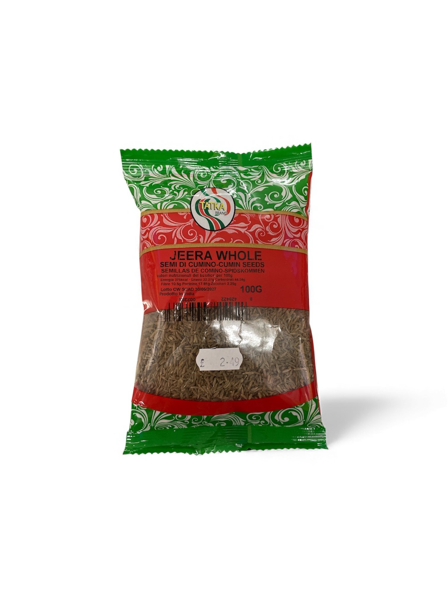 JEERA WHOLE( TATKA Brand ) SEMI DI CUMINO-CUMIN SEEDS SEMILLAS DE COMINO-SPIDSKOMMENvalori nutrizionali del basilico per 100g